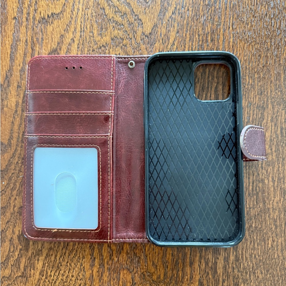Brown Leather Wallet Phone Case with Card Slots